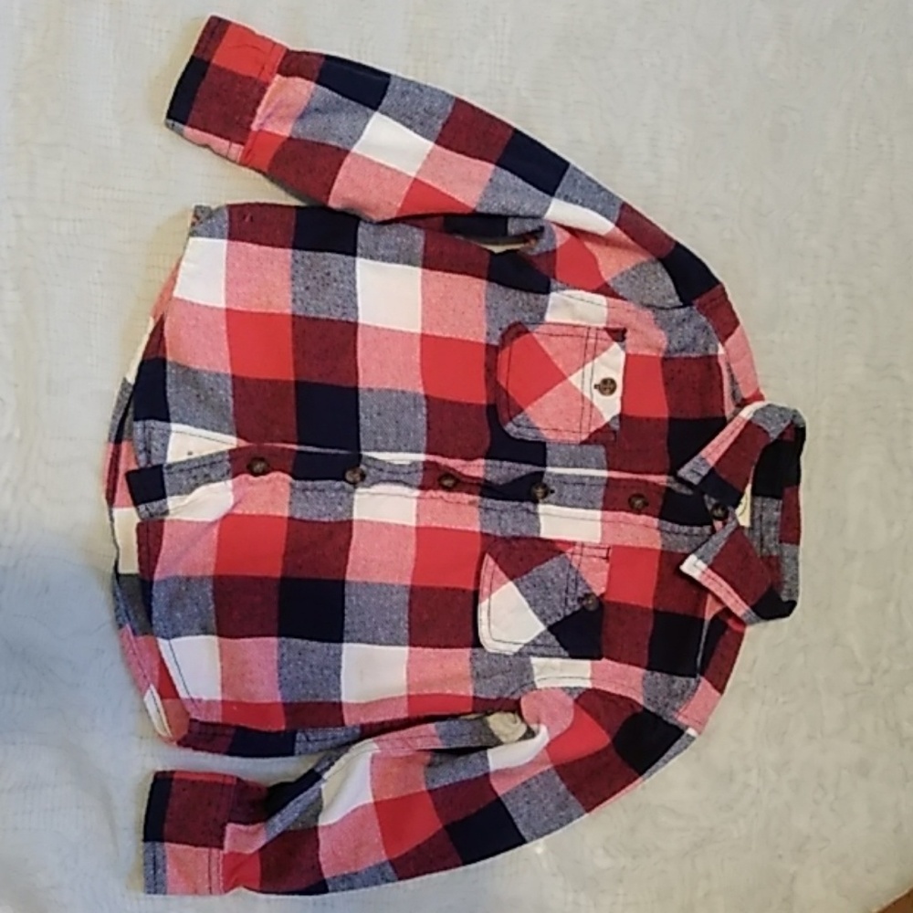Boys plaid button down shirt 4/5
